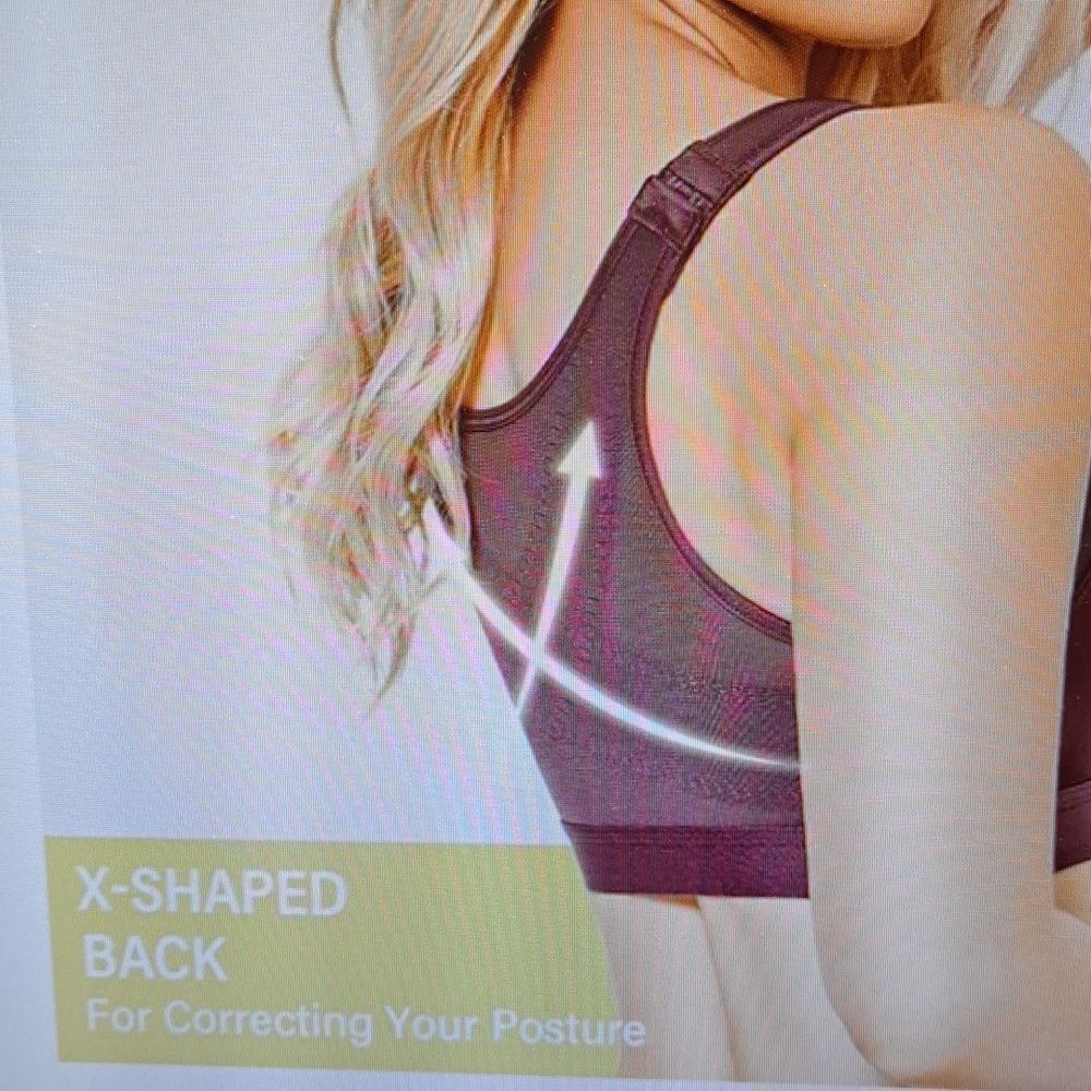 Delimira Bra X-Shaped Back Support Posture Sports Front Closure Wire Free 46DD - Picture 5 of 12
